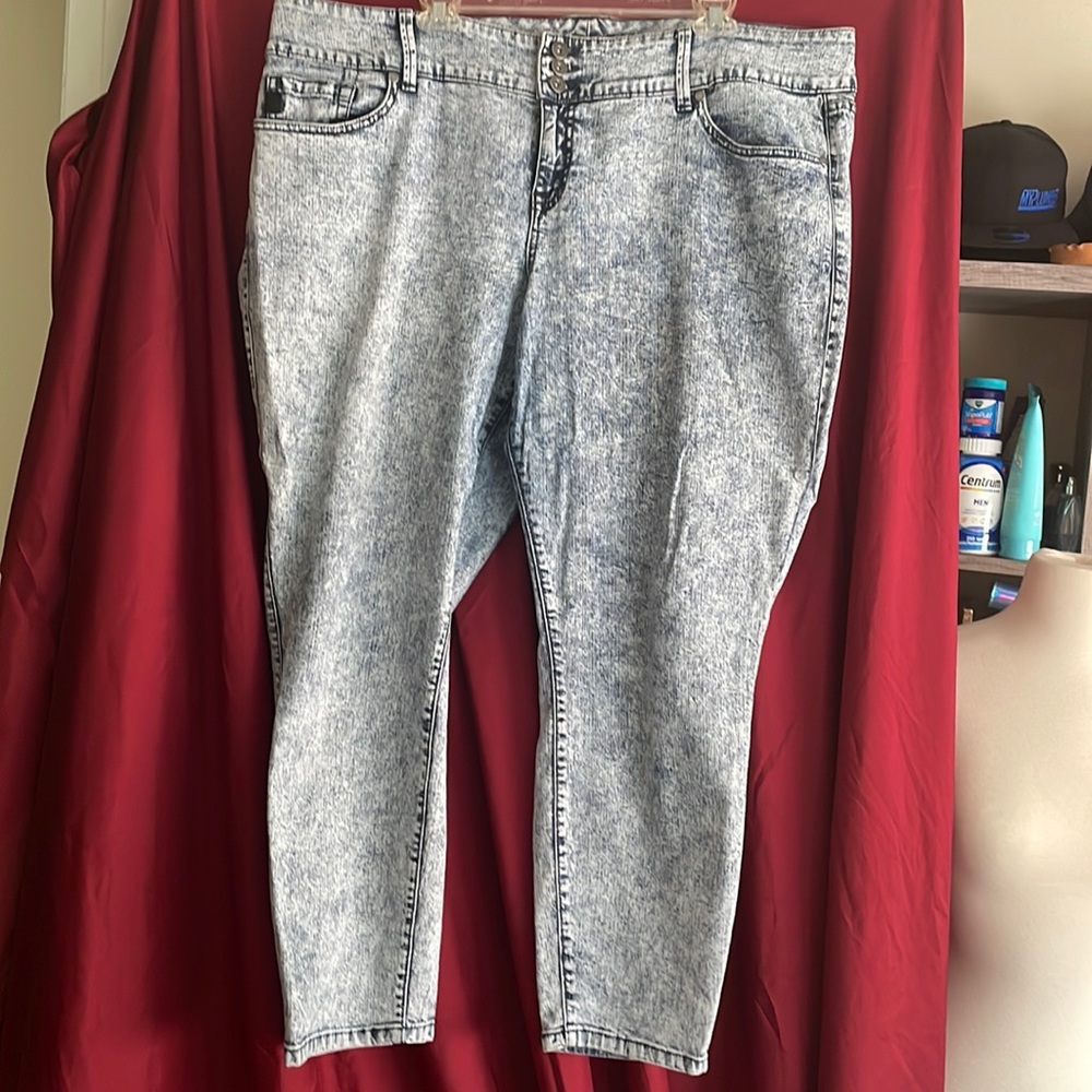 Torrid jeans that have a lot of stretch.